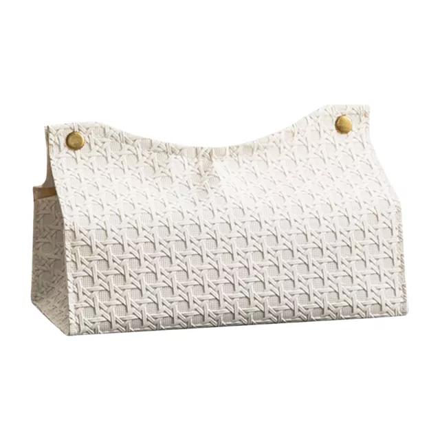 Rectangular Tissue Box Cover Convenient White For Bathroom Exquisite PU Leather