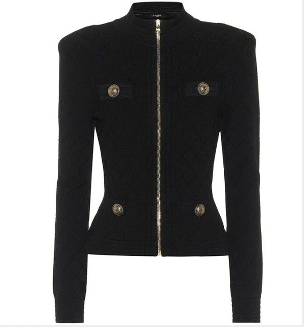 2020-21 Donna Design Ispirato D'Oro Leone Bottoni Quadri Cardigan Maglieria