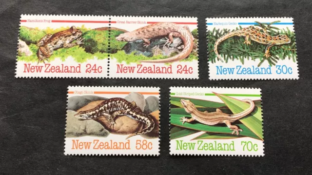 New Zealand 1984 reptiles - 5 mint stamps - Michel No. 901-905