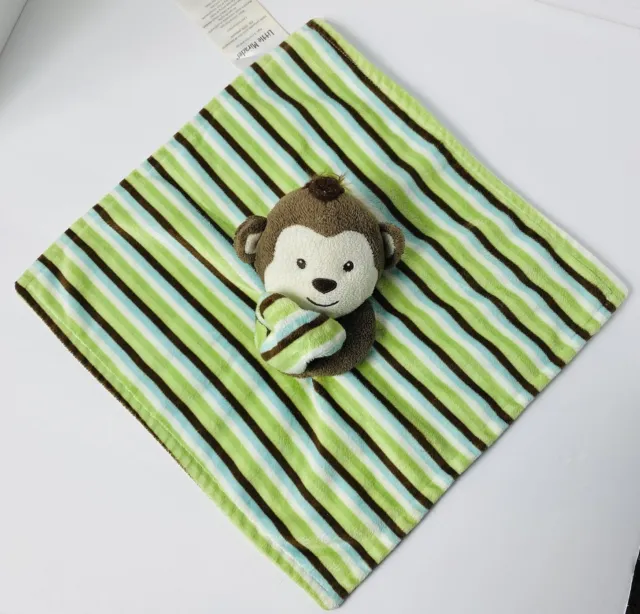 Little Miracles Monkey Baby Security Blanket Lovey Green Blue Striped Costco