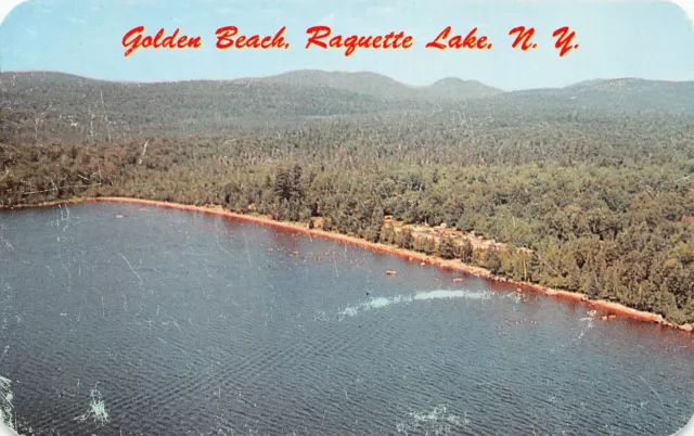 Raquette Lake NY New York Golden Beach Campground Vtg Postcard B44