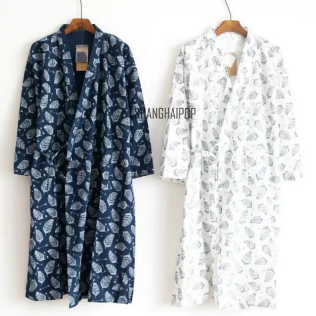 Men Kimono Yukata  Pajamas Cotton Soft Japanese Bathrobe Robe Gown Nightwear New