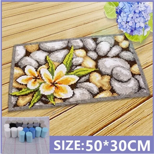 Kit de gancho de pestillo para hacer alfombras hágalo usted mismo bordado alfombras artesanías estampado de flores alfombras para el hogar