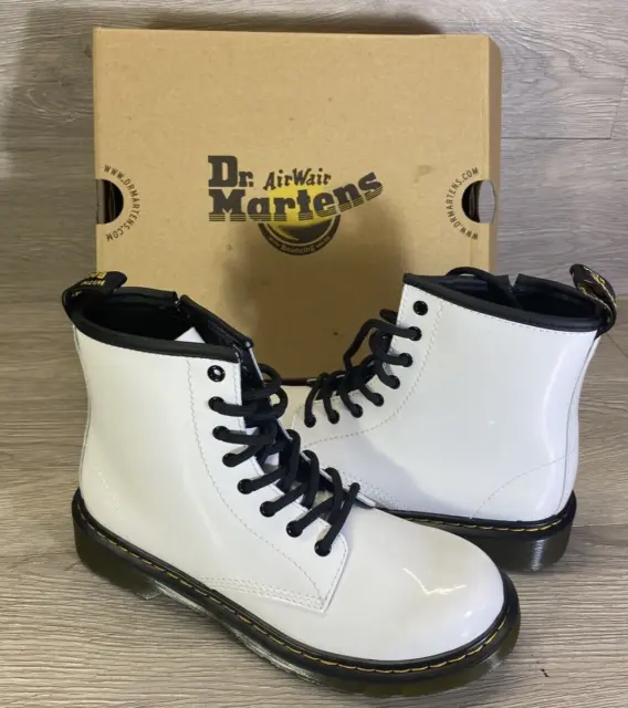 Dr Martens Junior 1460 J Boots White Leather BRAND NEW W/Box Size 4