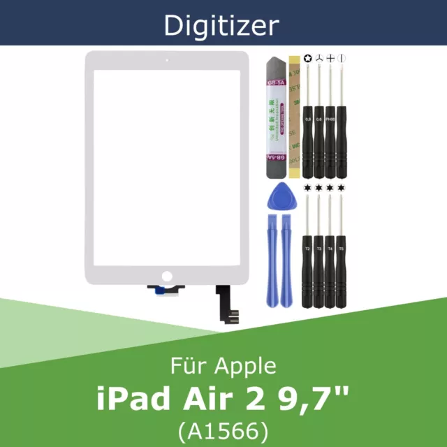 Digitizer für Apple iPad Air 2 A1566 Weiß 9,7" Touchscreen Glas Display Scheibe