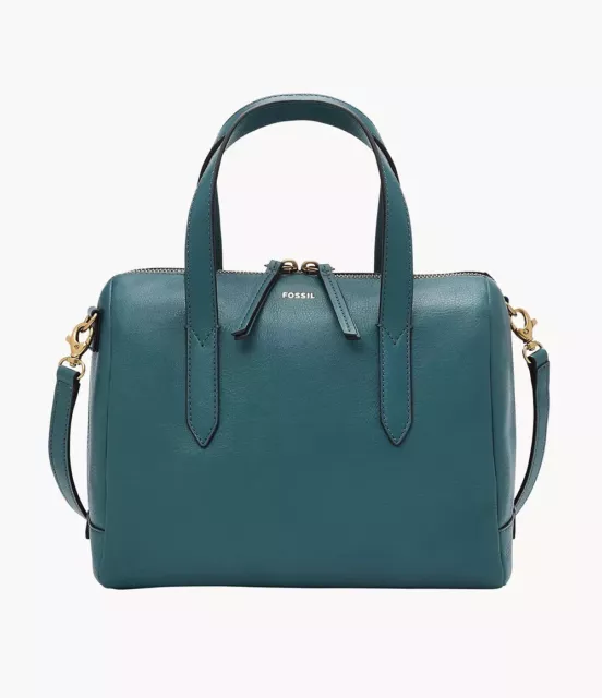 Fossil Sydney Satchel Crossbody Teal Green Leather Handbag SHB1927320 NWT $180