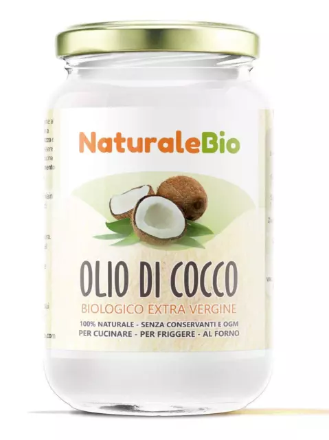 Olio di Cocco Biologico Extra Vergine 500 ml, Crudo e Spremuto a Freddo Organico