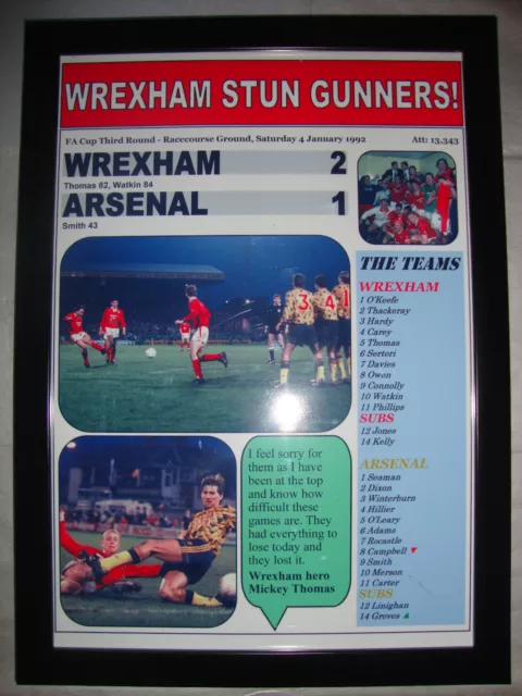 Wrexham 2 Arsenal 1 - 1992 FA Cup - framed print