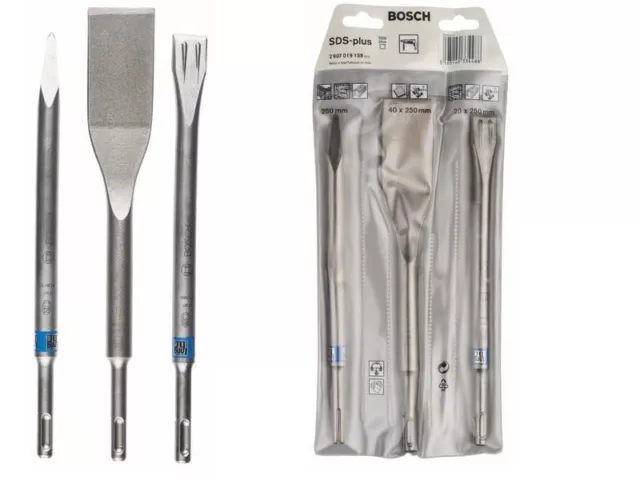 Bosch SDS plus Meißel flach spitz-  250-260mm lang - 3-teilig - selbstschärfend