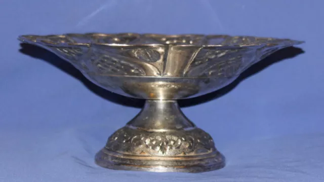 Vintage Ornate Floral Silver Plated Stem Bowl