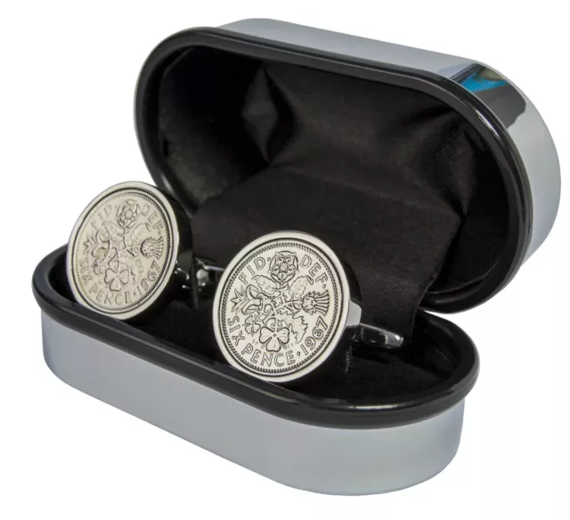 Luxury Lucky Silver Sixpence Coin Cufflinks Choice Of Date 1934-1967 Birthday