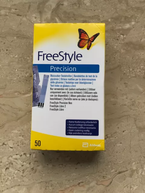 FreeStyle Precision Blutzucker-Teststreifen neu in OVP, 50 St.