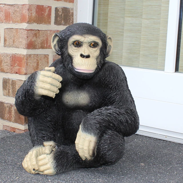L SCHIMPANSE AFFE sitzend Deko Figur Gartenfigur Skulptur EUR 59,95