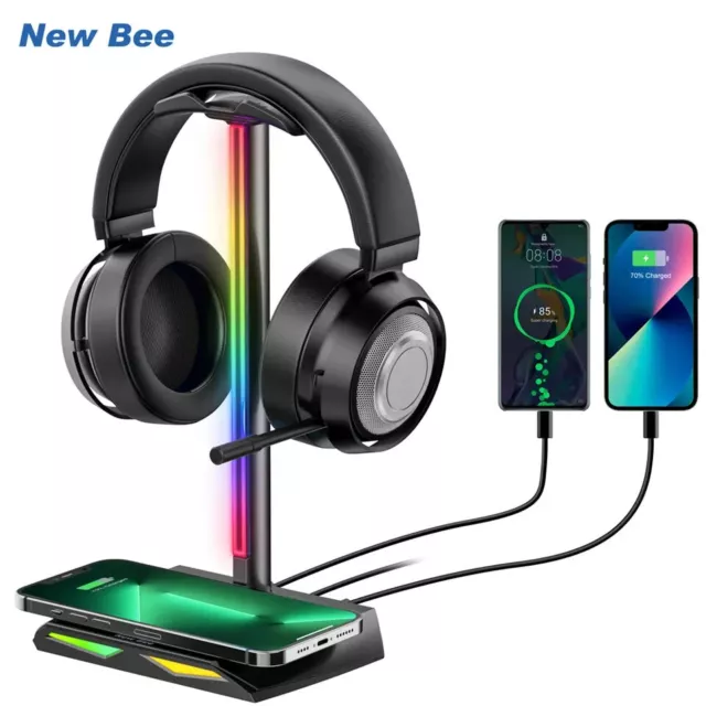 Kopfhörer RGB Ständer mit Wireless Ladegerät, Gaming-Headset-Ständer 🔥 DE✈