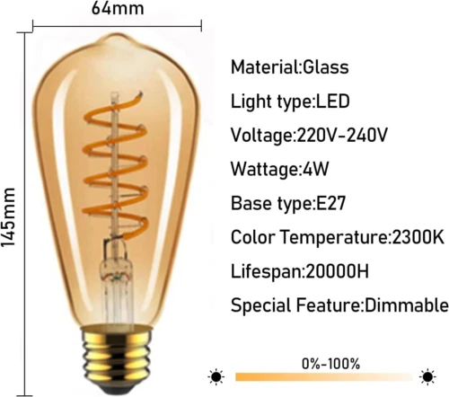 MLOQI 2er-Pack Vintage Edison LED Glühbirnen 4W 2300K E27 Eichhörnchenkäfig 2 2