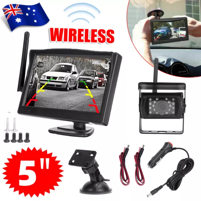 Reverse Camera Wireless Reversing Cam Car Truck Caravan 5" 12V 24V Rear Monitor