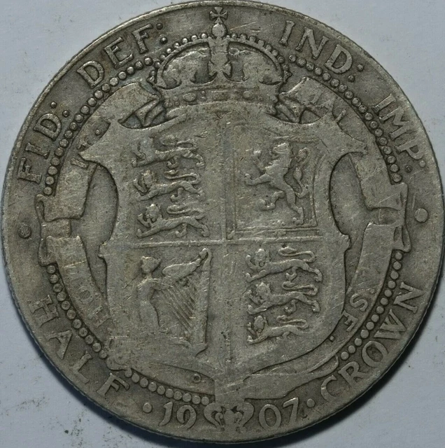 1907 .925 Edward VII Silver Half Crown coin