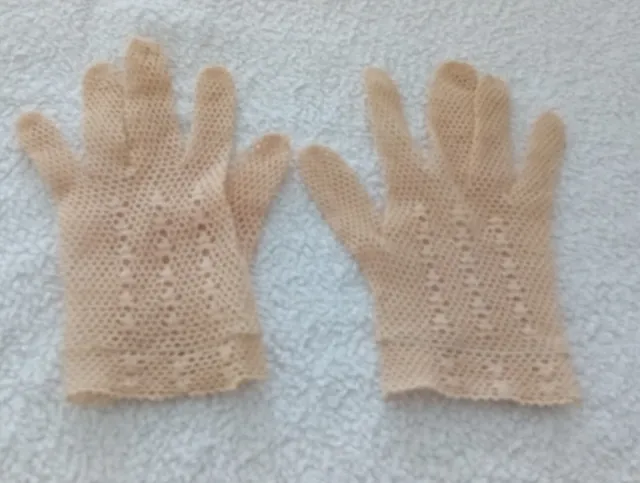 paire de gants anciens en dentelle écru Vintage