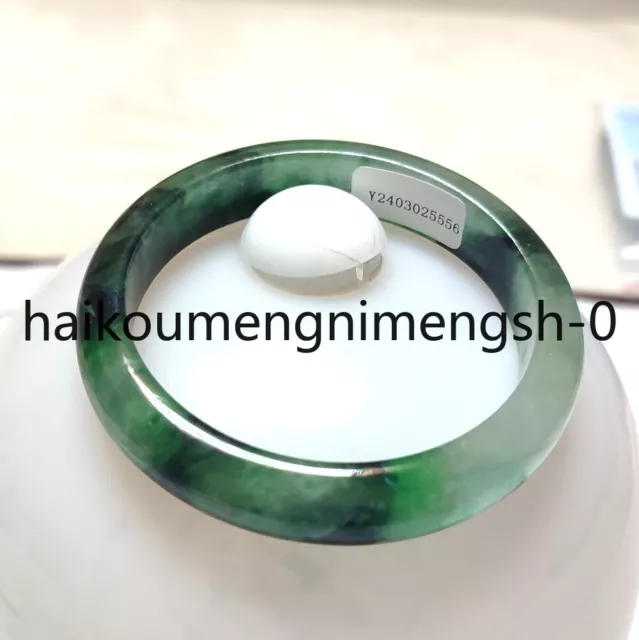 Certified Ice Green 58mm Burma Natural A Jade jadeite Bangle Bracelet 5556