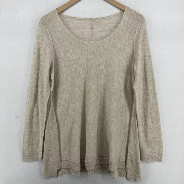 EILEEN FISHER Sweater Medium Royal Alpaca Scoop Neck Pullover Oatmeal Beige