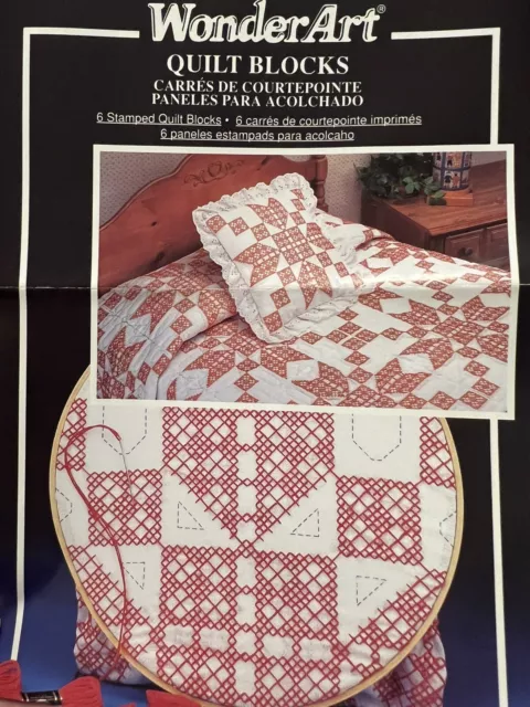 WonderArt Stamped Quilt Blocks Stepping Stone #2005 Opened 15 Pieces 16x16 (G)