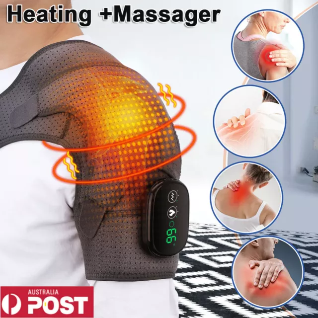 Heated Shoulder Brace Massage Rotator Cuff Support Compression Wrap Rechargeable