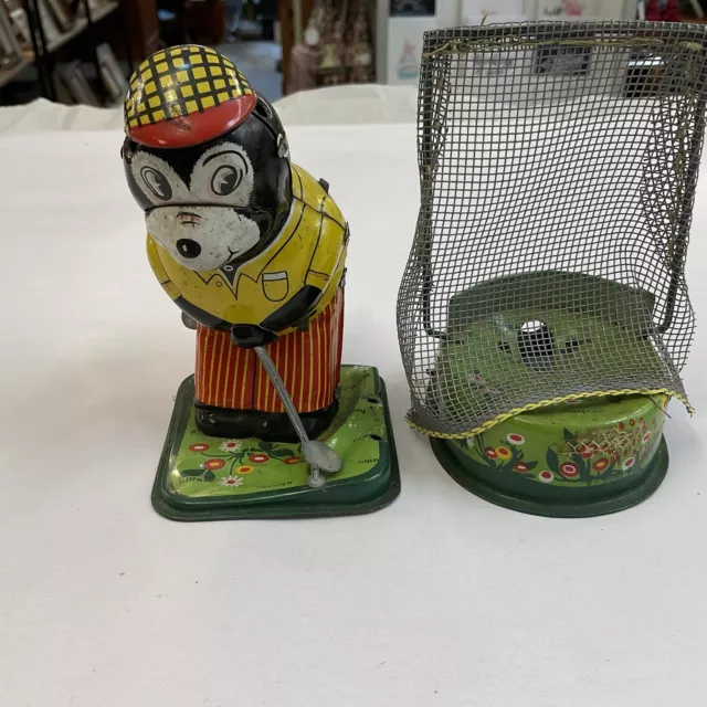 Tin Toy Vintage T.p.s Bear Golf Windup Japan Works Litho Tinplate Tps