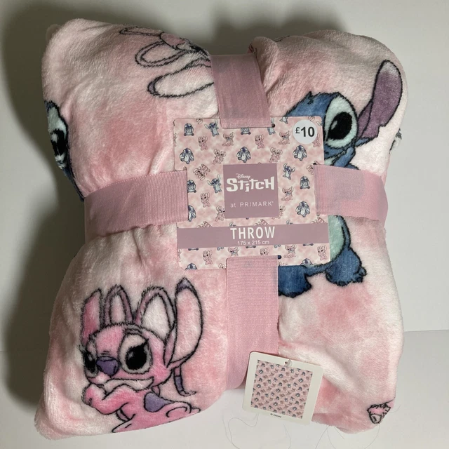 Primark Stitch Angel Throw Blanket Disney Pink White Alien Fleece New Primark Stitch Angel Throw Blanket Disney Pink White Alien Fleece New