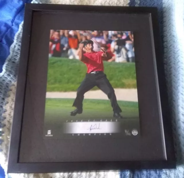 2008 US Open Signed Tiger Woods 8x10 Framed Upper Deck  UD 90/100