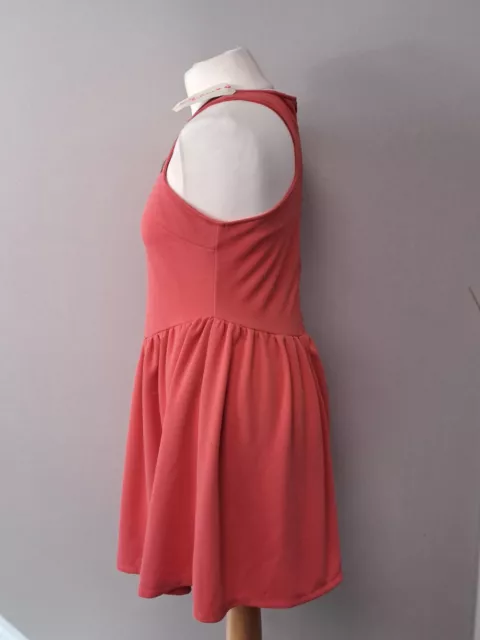 Oh My Love Coral Halter Neck Skater Dress Womens Size Large (GI21) 3