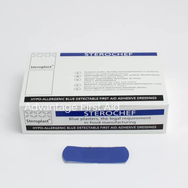 Blue Metal Detectable Catering First Aid Plasters - Food (100) 7.5 cm x 2.5cm