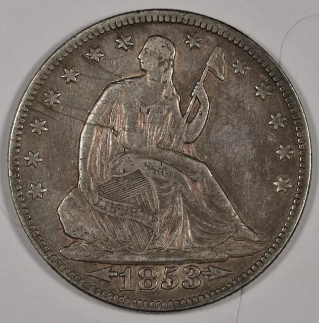1853 Seated Liberty Half.  With Arrows.  Natural Uncleaned.  XF Detail.  196044
