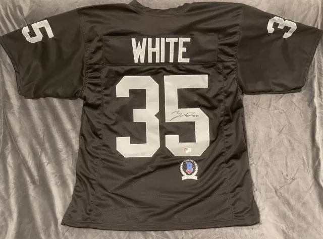 Signed ZAMIR WHITE LAS VEGAS Raiders BLACK XL Jersey BECKETT BAS COA AUTOGRAPHED