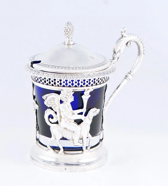 Antique Rare Elegant Sterling Silver Mustard Pot Paris France Early 19th Century