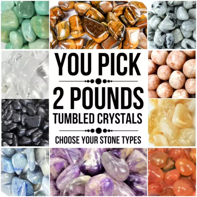 2 Lbs Tumbled Crystals ( You Pick ) Bulk Free Shipping Wholesale Gemstone Lot
