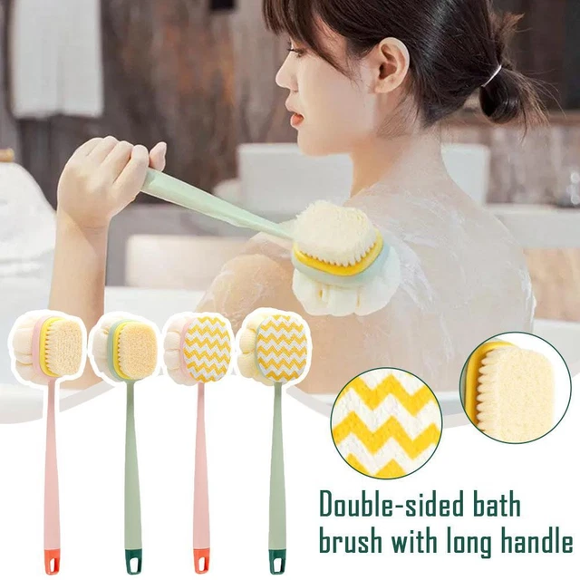 2 in1 Bath Brush Body Scrubber With Long Handle Body Sponge Scrub Back U1Z8