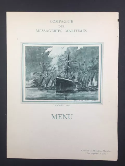 Compagnie des Messageries Maritimes 1953 Menu Paquebot Maréchal Joffre Manche