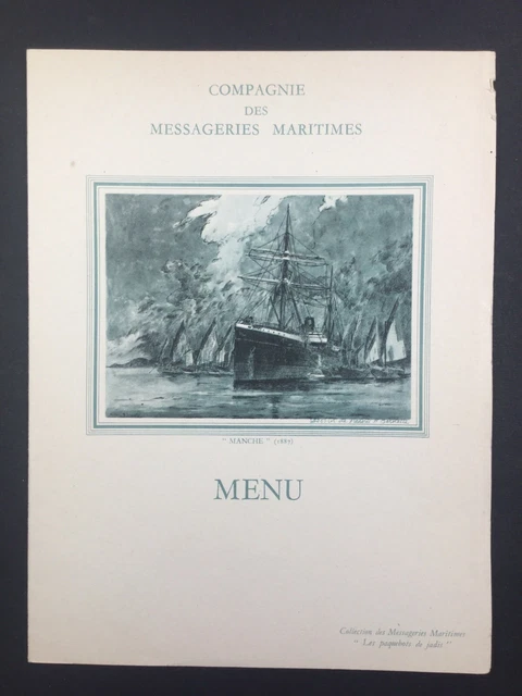 Menu Du 1er Janvier 1958 – Compagnie Des Messageries Maritimes, Cambodge