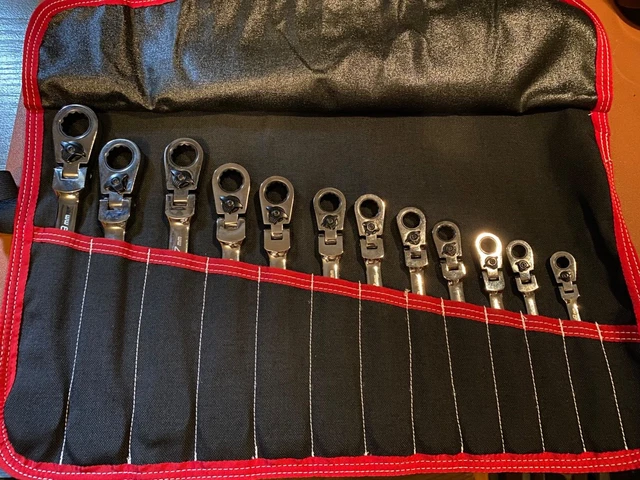 12pc Metric Reversible Ratcheting Combo Flex Head Wrench Set 8mm-19mm Williams