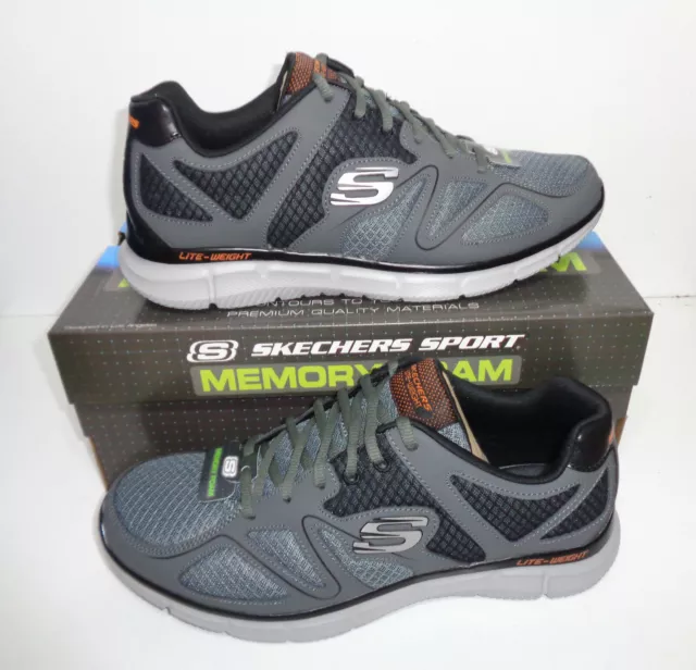 Skechers Mens Memory Foam Charcoal Lace Up Trainers Casual Shoes New Sizes 6-11