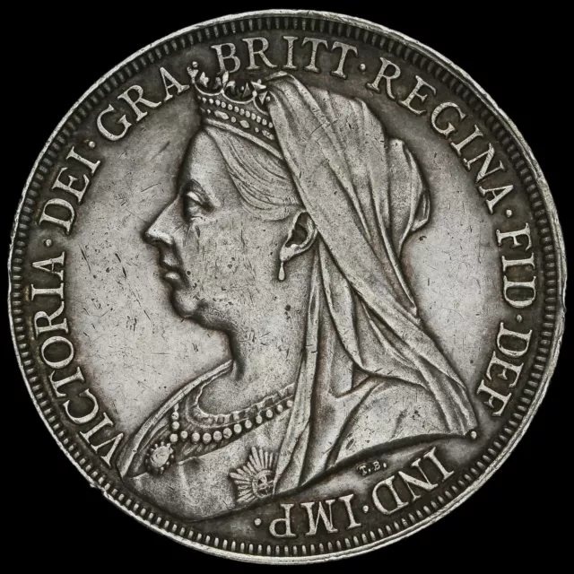 1896 Queen Victoria Veiled Head Silver LX Crown, EF