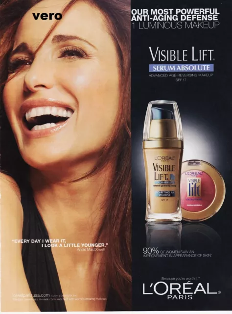 ANDIE MACDOWELL 2014 magazine ad LOREAL PARIS advertisement print Visible Lift