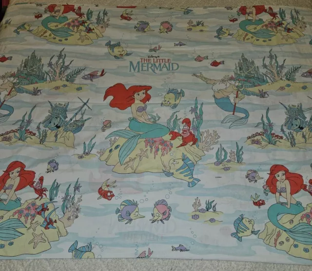 Vintage Disney The Little Mermaid Twin Bed Flat Sheet Only