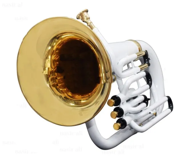 Euphonium 3 Valve Brass White Color Bb Pitch with Hard Case & Mouthpiece