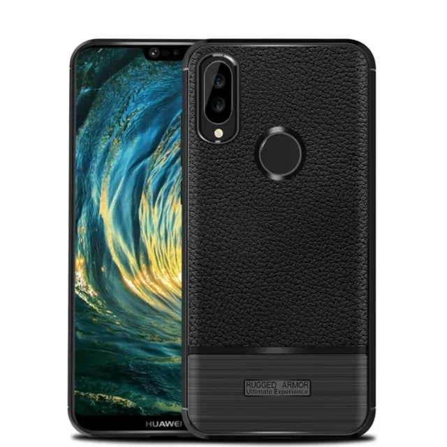 Hülle für Huawei P20 Lite Handy Cover Silikon Case Schutzhülle Etui Leder-Optik