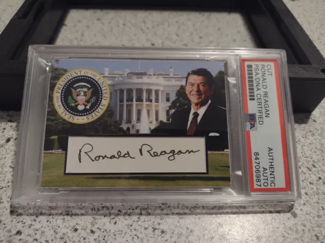 Signed Ronald Reagan Auto  PSA/DNA Presidential Autograph Series 3x5 Cut  Rare