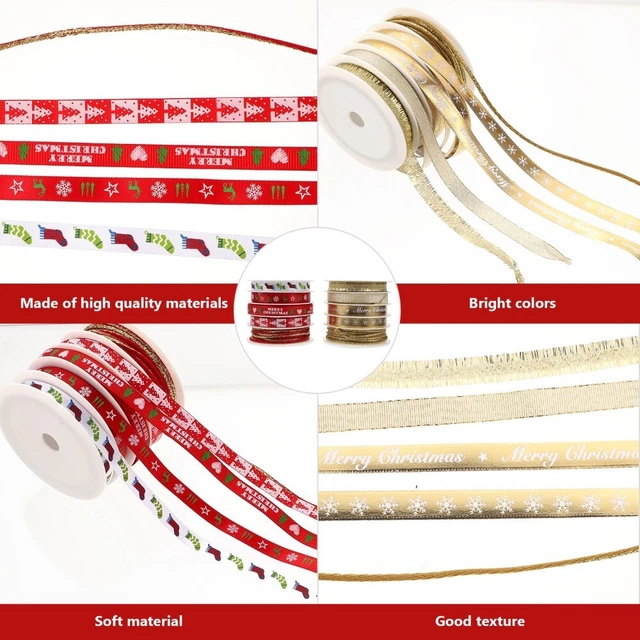 2 Sets Weihnachten Bänder Glitter Rot Frohe Weihnachten Rentier Schneeflocke 2