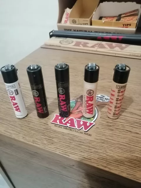 5 lighters RAW multiple types black white brown multi logo