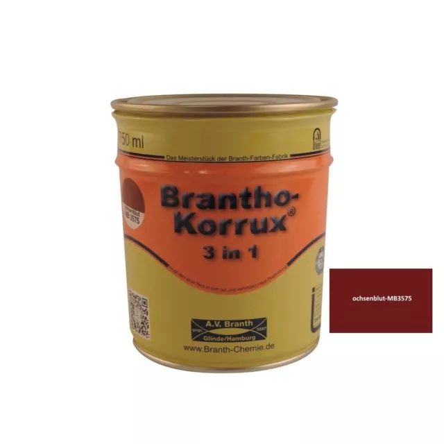 Brantho Korrux 3 in 1 Metallschutzfarbe 750 ml Dose ochsenblut Rostschutz 0,75 L