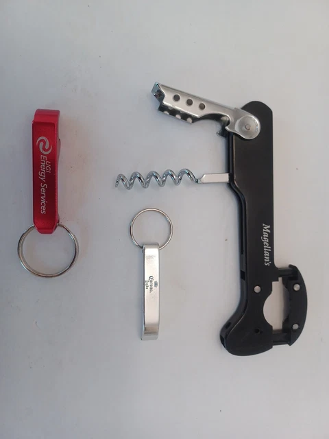ADVERTISING Bottle Openers Lot of 3 NEW (2- KEY RING/1 MULTI-PURPOSE)